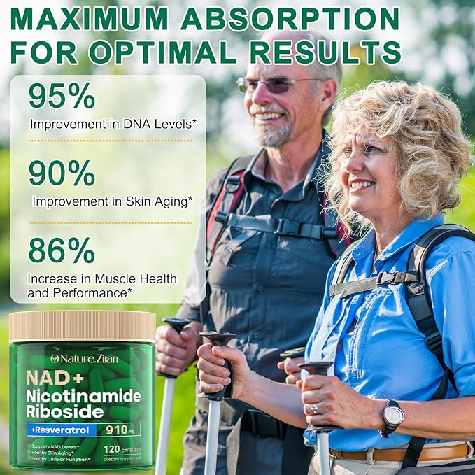 NAD Supplement - NAD+ Nicotinamide Riboside 910 Mg Supplement for Women &amp Men Liposomal Nicotinamide Riboside with Resveratrol for Focus Boost - 120 Capsules (120 Count (Pack of 1))