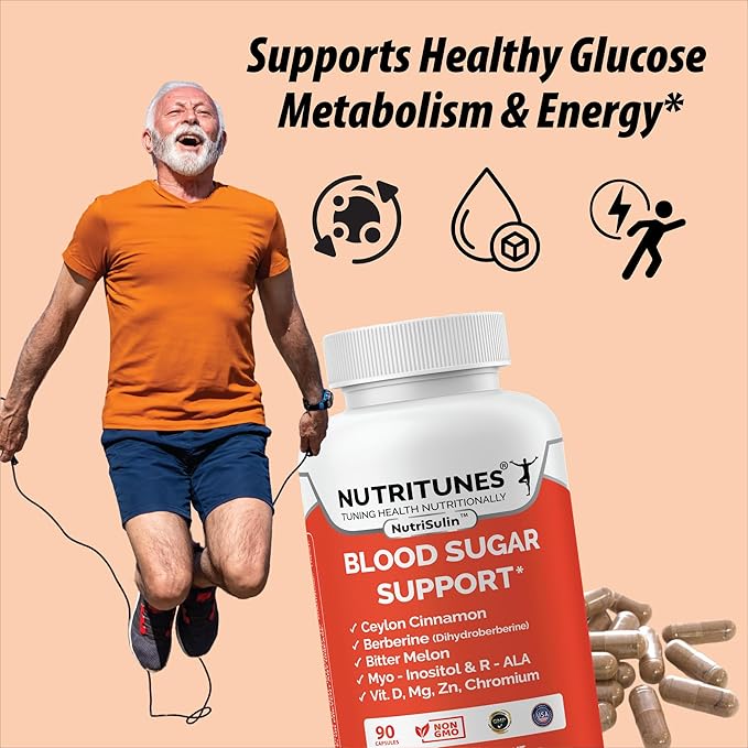 Ceylon Cinnamon &amp Berberine (Dihydroberberine) Supplement for Blood Sugar Support with Added Blood Sugar Complex Myo-Inositol Bitter Melon R-ALA VIT. D Chromium Magnesium &amp Zn– 90 NutriSulin C