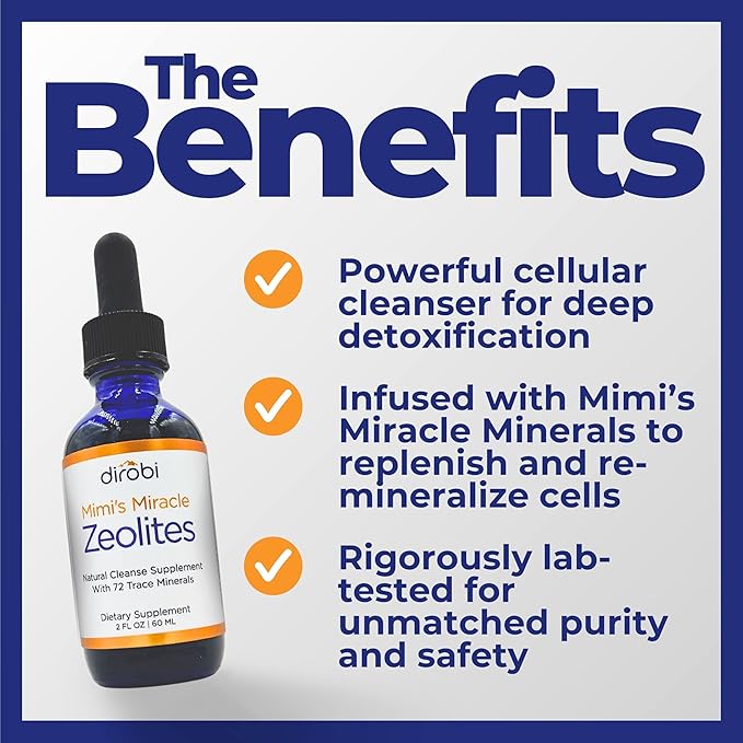 Mimi's Miracle Zeolites: Heavy Metal Detox Zeolite Supplement Drops with 70 Trace Minerals for Adults &amp Kids - Supports Cell Restoration Immune &amp Digestive Tract Health (4 oz Bottle 60 Day S