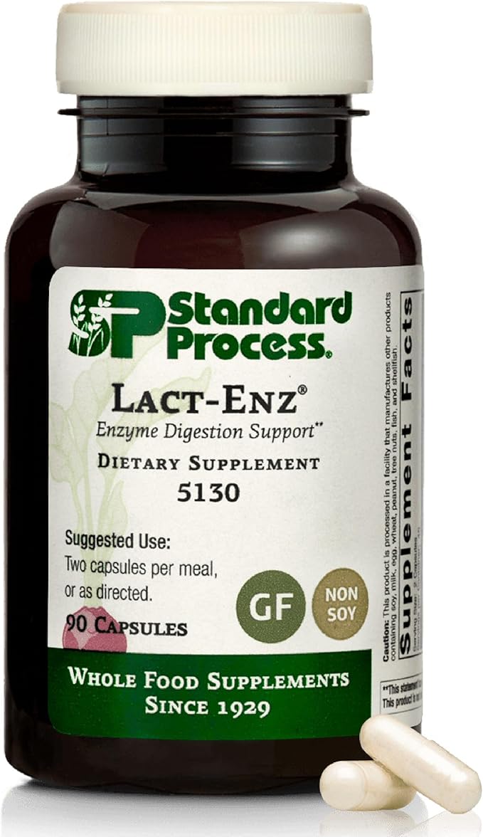 Standard Process Lact-ENZ - Enzyme Digestion Support - Probiotic Digestive Car &amp Immune System Support - Gluten-Free Non-Dairy &amp Non-Soy - 90 Capsules (45 Servings)