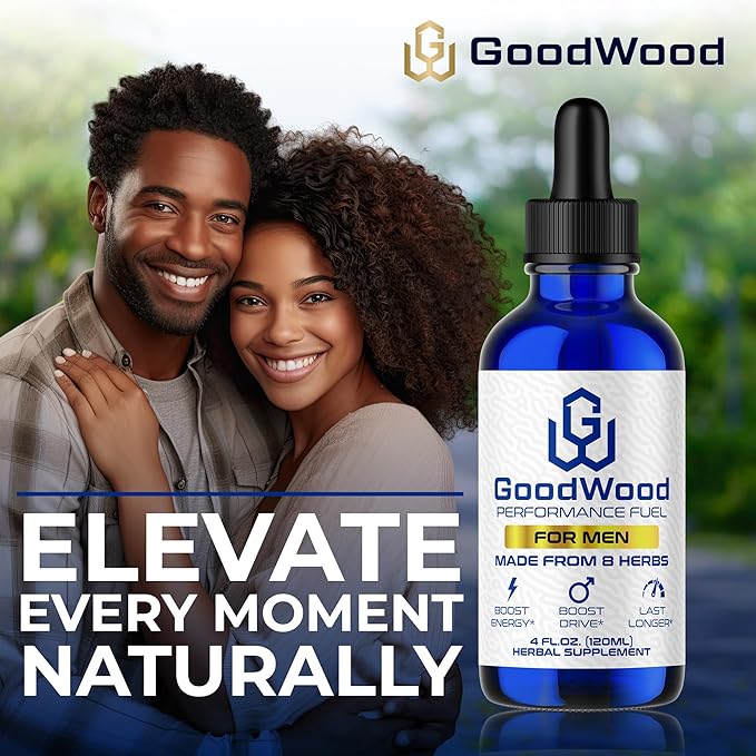 GoodWood - Male Liquid Drops - Increases Stamina and Size - Improves Energy Drive and Power - for Men Ages 30 40 50 60+ - Made with 8 Herbs and Organic - One Pack