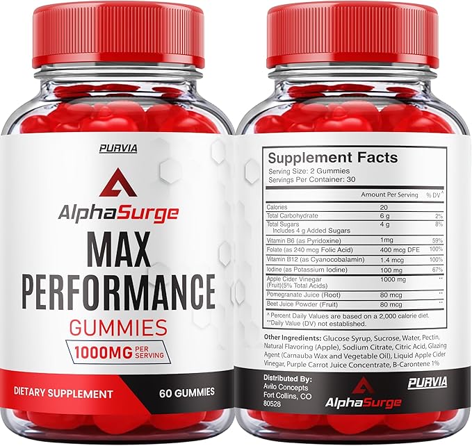 Alpha Surge Gummies - Official Formula - Alpha Surge Gummies XL Size Alpha Surge Advanced Strength Formula Overall Daily Health Support 1000mg AlphaSurge Maximum Wellness Supplement (60 Gummies)