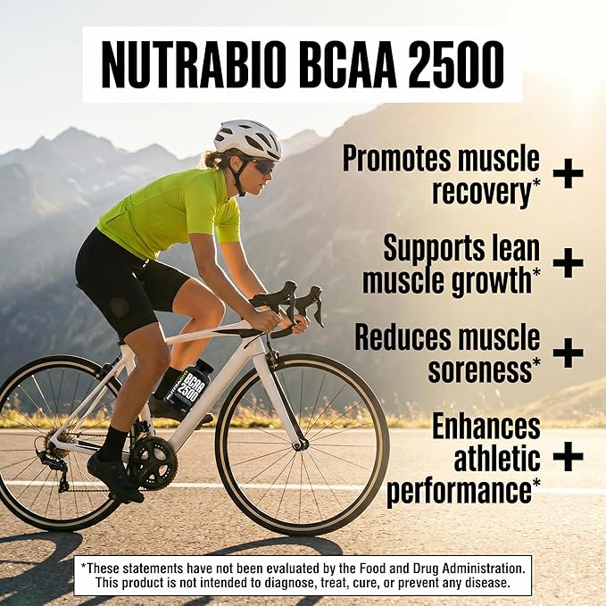 NutraBio – BCAA 2500 – Branched Chain Amino Acids – Support New Muscle Growth and Prevent Muscle Breakdown – 250 Capsules