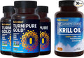 BioEmblem Antarctic Krill Oil Supplement Turmeric Curcumin with Clinically Studied TurmiPure - Joint Support Healthy Inflammation Turmeric Supplements