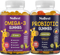 Omega 3 Gummies &amp Probiotic Gummies Bundle - Brain Growth Eye Health Digestive Support in Kid-Friendly Gummies