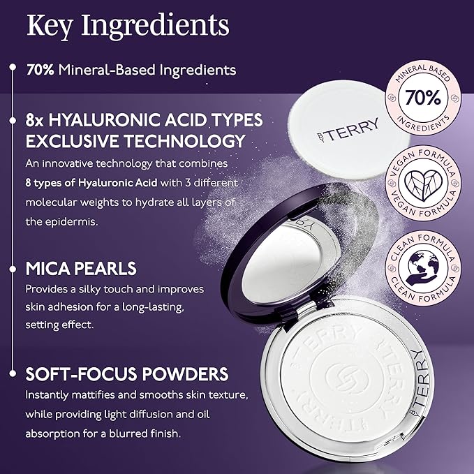 By Terry Hyaluronic Pressed Hydra-Powder 8HA | Invisible Matte Finish For Flawless &amp Smooth Skin | 10g