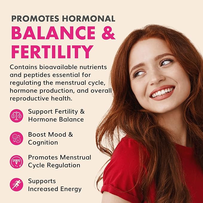 Primal Being Grassfed Beef Female Vitality Supplement- Supports Hormonal Health Fertility Inflammation Energy - 90 Capsules 1500mg per Serving