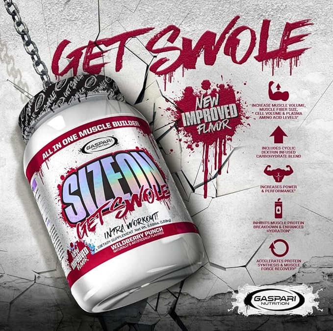 Gaspari Nutrition SizeOn The Ultimate Hybrid Intra-Workout Amino Acid &amp Creatine Formula Increased Muscle Volume &amp Muscle Recovery (3.59 Pounds Raspberry)