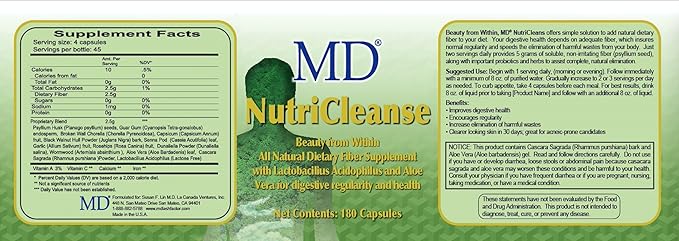 MD Nutri Cleanse Fiber Capsules (180 Count)