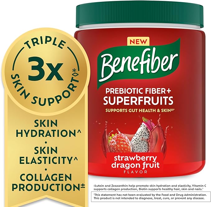 Benefiber Prebiotic GLP-1 Friendly Fiber + Superfruits Dietary Supplement Strawberry Dragon Fruit Flavor 8.8 oz (250g)