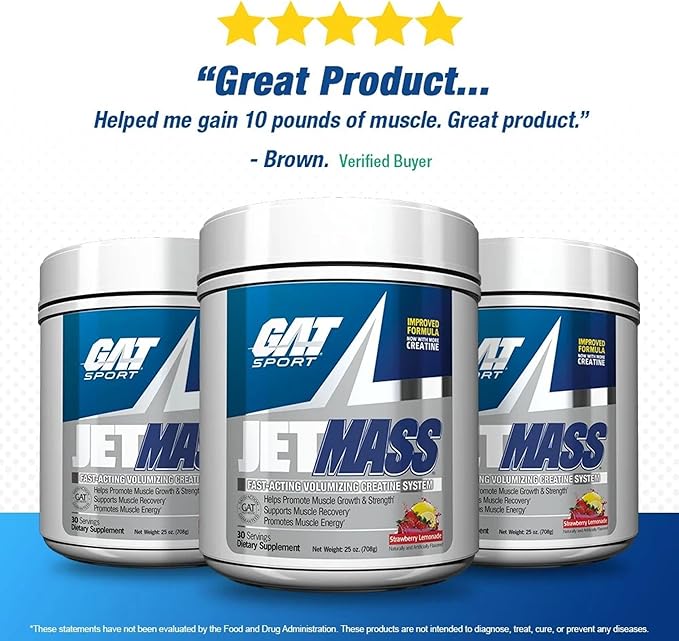 GAT SPORT JetMass Fact-Acting Volumizing Creatine System 30 Servings (Strawberry Lemonade)