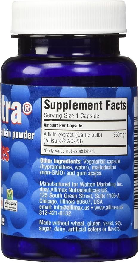 AlliUltra Capsules 360mg – 30 Count | High Strength Stabilized Allicin Garlic Supplement for Natural Immune Support Plant-Based Non-GMO Vegan Made in UK