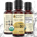 Organic Liquid Vitamin D Drops for Kids &amp Adults Sugar Free. Easy to Use 1000 IU/Drop in Coconut MCT Oil. Lasts Months Best for High Doses. Max Absorption VIT D3 Supplement. No Taste (Flavorles