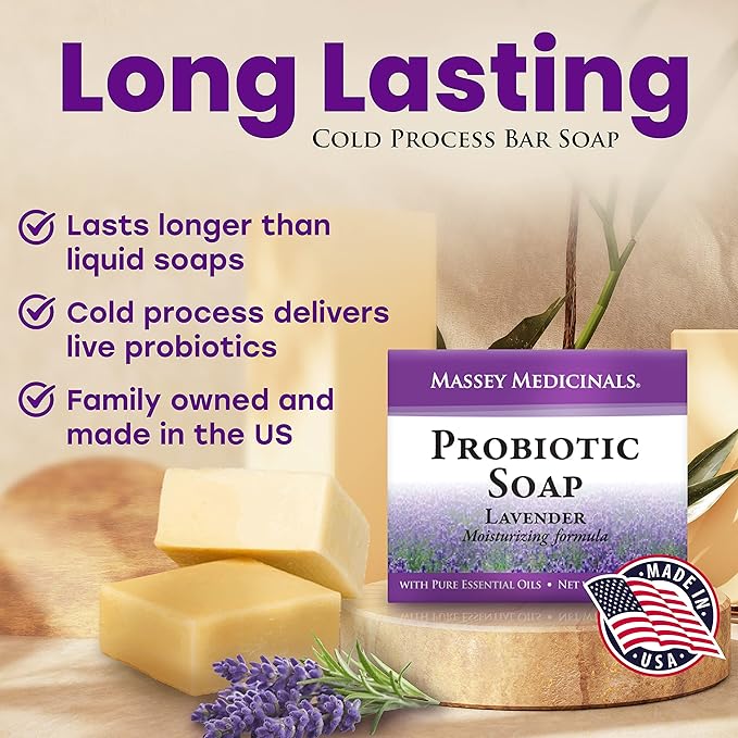 Massey Medicinals Probiotic Balance &amp Restore Formula - Natural Probiotic Soap Lemon and Lavander Body Soap