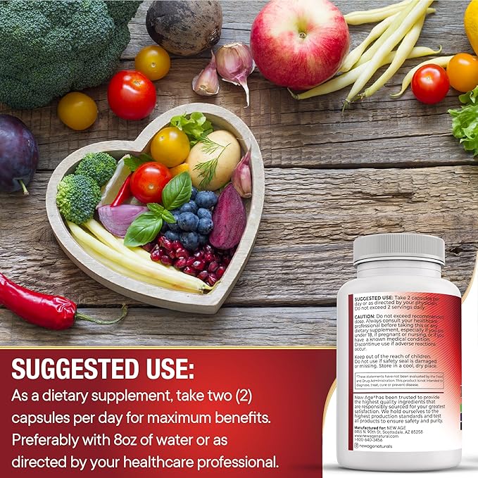 NEW AGE COQ10 200mg Red Yeast Rice Omega 3-6-9 Magnesium Complex Zinc Vitamin K2 D3 - Support Vitamins for Women and Men with Vitamin B3 Coenzyme Q10-180 Count