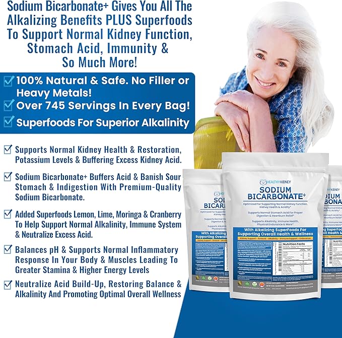 Advanced Acacia Fiber Powder Bundle 2.5 Ibs (40oz) Soluble Fiber Leaky Gut Repair Powder + Organic Use Sodium Bicarbonate Alkaline Supplement for Alkalinity 1.5 LB