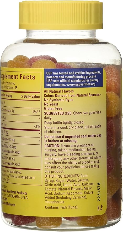 Nature Made Fish Oil Adult Gummies - Orange Lemon &amp Strawberry Banana 90 Ct Pack of 2