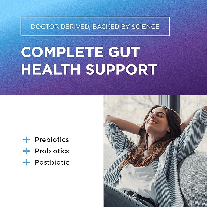 DR. EMIL NUTRITION Women &amp Men Total Gut Health Complex | Prebiotic + Probiotic + Postbiotic Gut Health Supplements | Probiotics Digestive Health &amp Gut Health | 60 Capsules