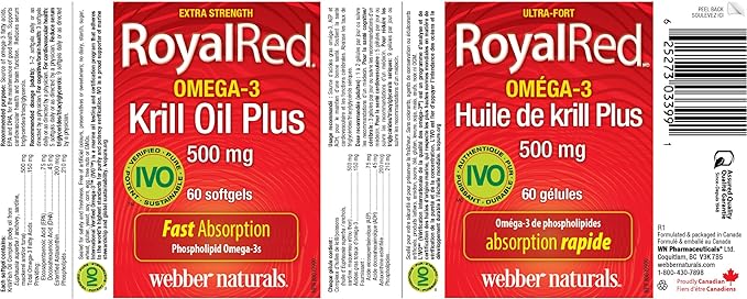 Webber Naturals RoyalRed® Krill Oil Plus Extra Strength 500 mg 60 Softgels