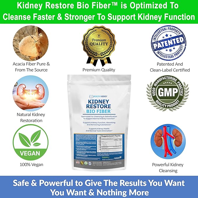 Bio Fiber Kidney Cleanse Detox &amp Repair - Restorative Kidney Support &amp Kidney Supplement to Remove Waste Kidney Health Supplement - Add to Tea for Kidney Health - 2.5 LBS