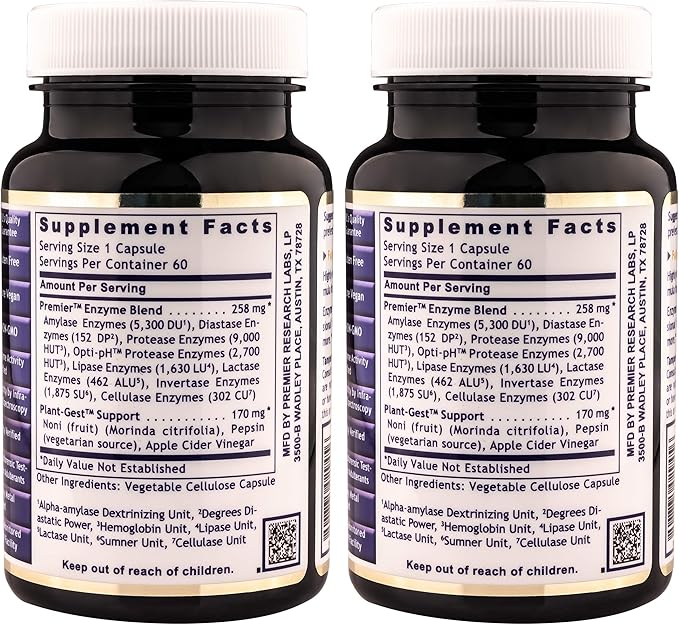Premier Research Labs Premier Digest Dietary Supplement 60 capsules (2 Pack)