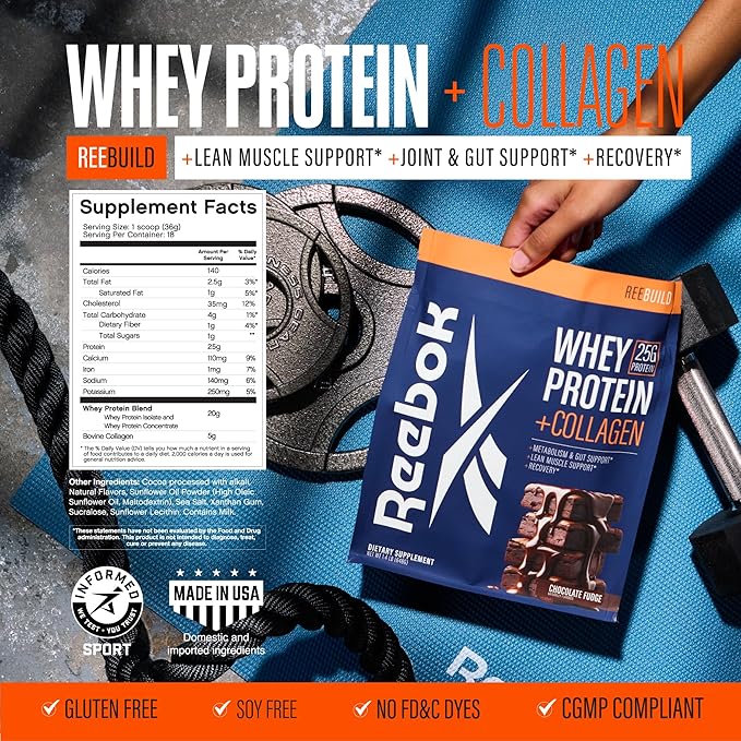 Reebok Post-Workout Amino Acids + Protein Bundle: REEcover Rocket Moon Pop + REEbuild Chocolate Fudge | Muscle Recovery Hydration Strength Joint Support