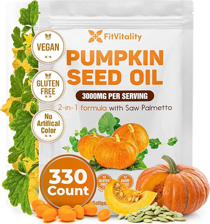 Pumpkin Seed Oil Softgels 330 Count Premium Herbal Supplement Cold-Pressed Vegan Non-GMO