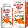 Nattura Complete Omega 3-6-7-9 Pure Sea Buckthorn Oil European Quality from Unrefined Cold Pressed Whole Sea Buckthorn Wild Berries - 1200mg - 2 Bottles