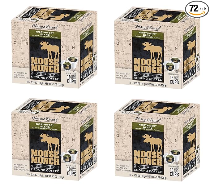 Moose Munch Single Serve Coffee (4/18 Count Boxes Northwest Blend)