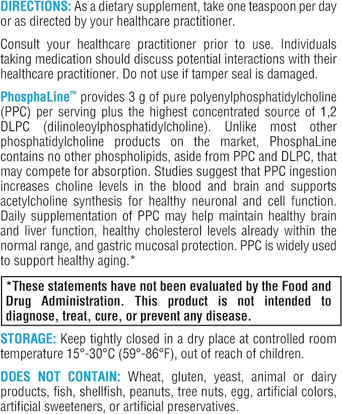XYMOGEN PhospaLine Liquid - 3 g of Pure Polyenylphosphatidylcholine - Supports Healthy Nervous System &amp Cardiovascular Health - Vegan Gluten-Free &amp Non-GMO - 8 fl oz