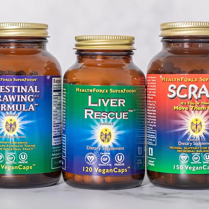 HEALTHFORCE SUPERFOODS Liver Rescue - Natural Liver Cleanse - with Milk Thistle &amp Dandelion Root - Gluten-Free &amp Vegan - 30 Capsules