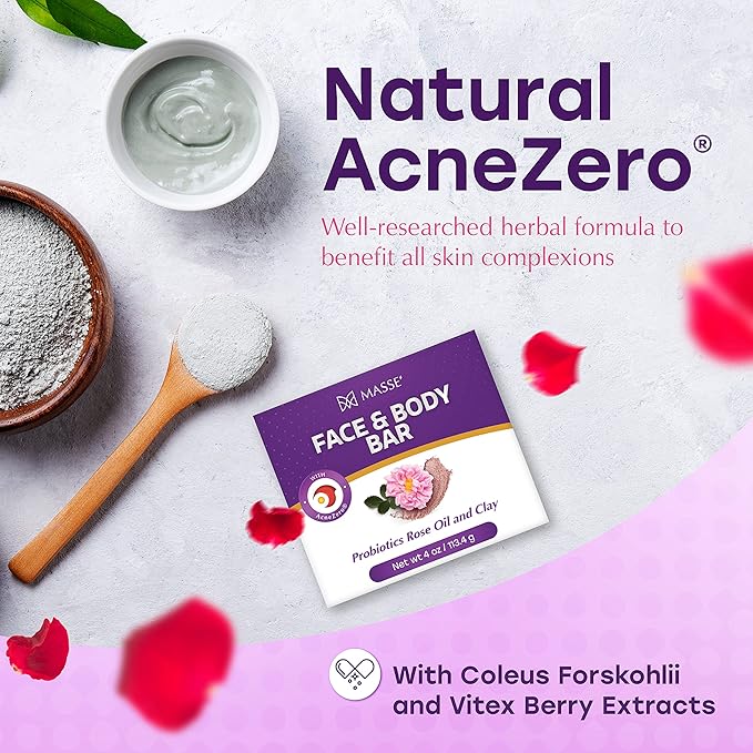 MASSE' Dietary Supplement for Probiotic Balance &amp Restore Formula and Sensitive Skin Face Wash with AcneZero Skin Cleanser