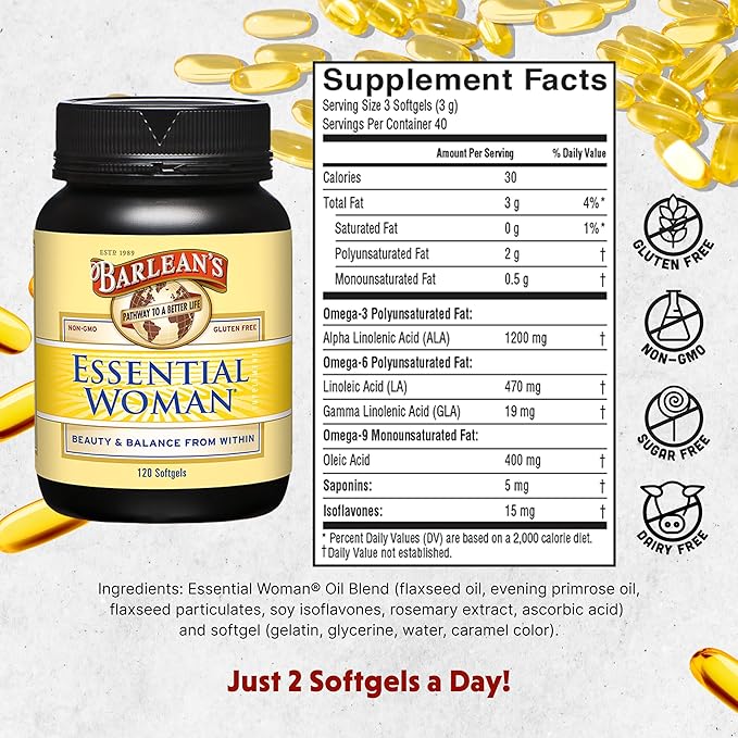 Barlean's Organic Oils Essential Woman 120 Count Bottle