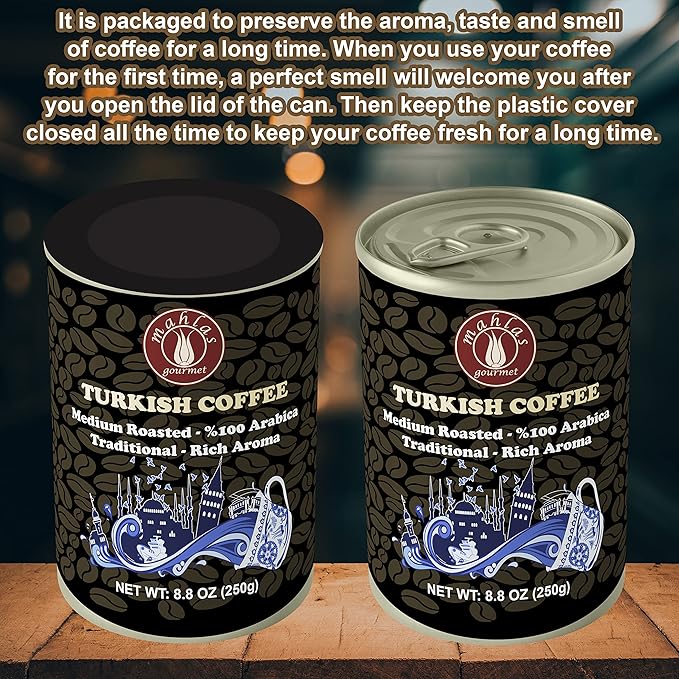 Mahlas Gourmet Turkish Coffee With Mastic - Premium Quality Freshly &amp Finely Ground 100% Arabica Coffee Beans