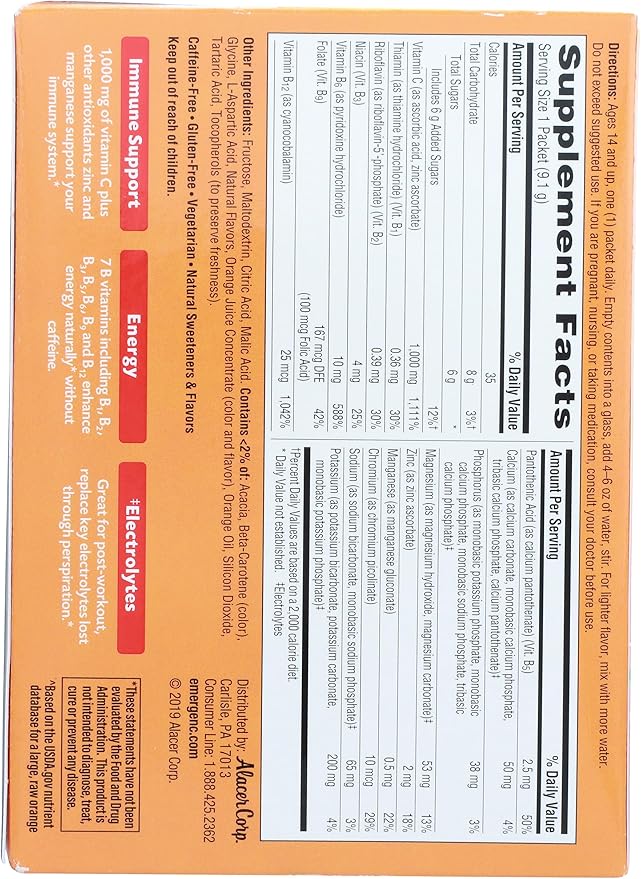 Emergen-C Super Orange 30 pack .32 oz each