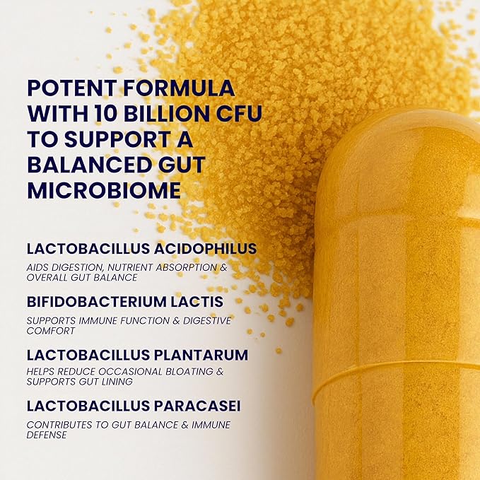 Gut Wellness Women’s Probiotics &amp Mens Probiotics for Gut Health High Potency Probiotic and Prebiotic for Women &amp Men with Digestive Enzymes 10 Billion CFU per 200MG 60 Vegan Capsules