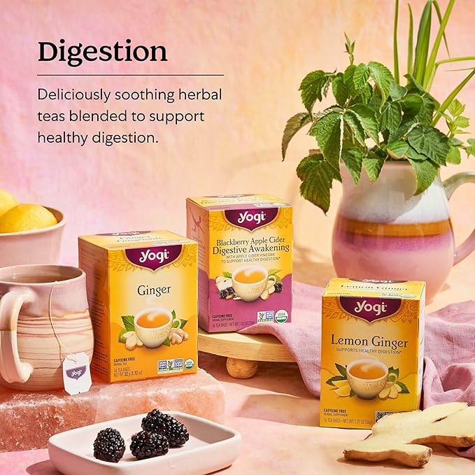 Yogi Tea - Stomach Ease (6 Pack) - Supports Healthy Digestion with Peppermint Licorice Root and Ayurvedic Herbs - Caffeine Free - 96 Organic Herbal Tea Bags