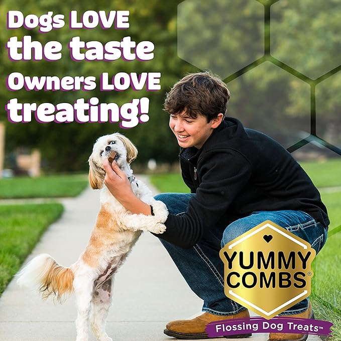 Yummy Combs Dog Dental Treats – Vet VOHC Approved – Delicious Chicken Protein – Removes Tartar with Cleaning Comb Shape – Dental Dog Treats for Medium Dogs (36oz 45 Count)