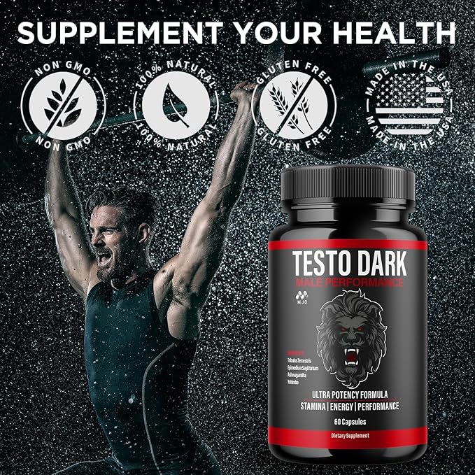 Testo Dark Capsules Official TestoDark Pills with All Natural Ingredients Testo Dark Advanced Overall Health &amp Wellness Vitamin Supplement Formula for Max Strength Multivitamin Support (60 Capsu