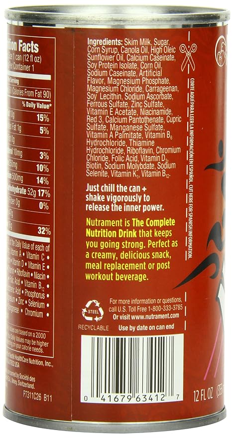 Nutrament Energy and Fitness Drink Strawberry 12 Ounce Cans (Pack of 12)