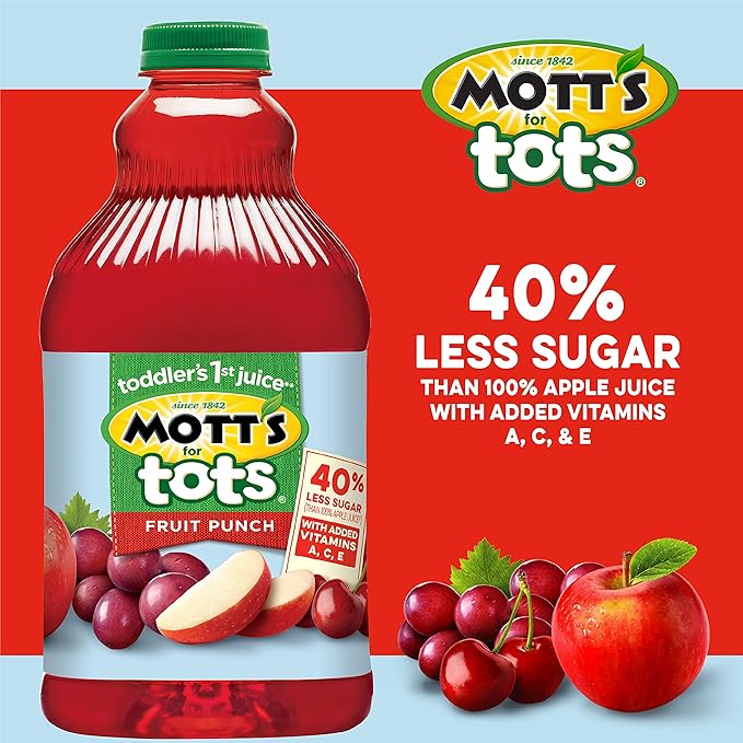 Mott's Motts for Tots Fruit Punch Immunity Support 64-Ounce Bottles (Pack of 8)