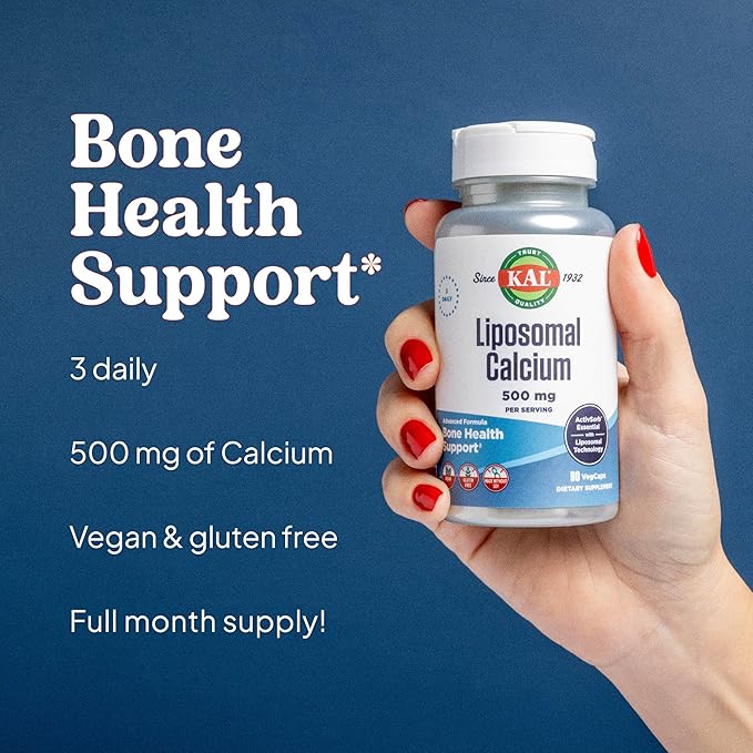 KAL Liposomal Calcium 500 mg High Absorption Calcium Supplement Essential Calcium Support Vegan Gluten Free No Soy 30 Servings 90 VegCaps