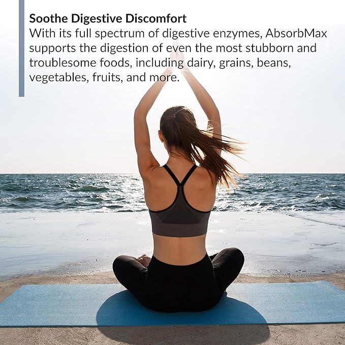 BioTrust AbsorbMax Broad Spectrum Digestive Enzyme Blend Gluten Free Non GMO Digestive Support for Nutrient Digestion Absorption and Periodic Digestive Discomfort and Bloating