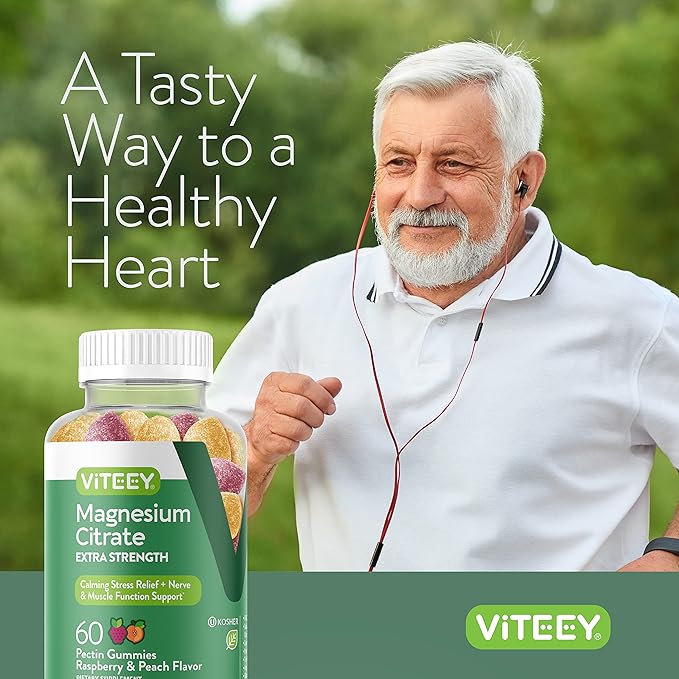 VITEEY Magnesium Gummies for Adults - 170mg of Magnesium Citrate Gummy for Calm Sleep Nerve &amp Muscle Function Support - Vegan Gluten Free - 120 Count