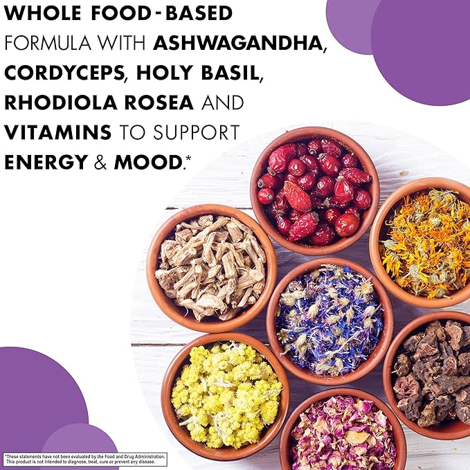 Bluebonnet Nutrition Adrenal Support Energy &amp Mood* Non-GMO Vegan Kosher Certified Gluten-Free Soy-Free Dairy-Free 60 Vegetable Capsules 30 Servings