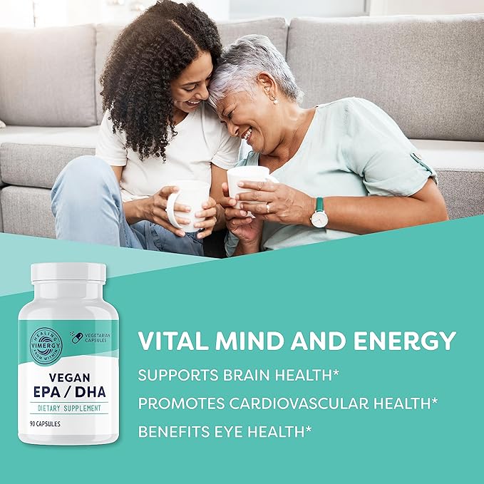 Vimergy EPA/DHA – Promotes Brain &amp Eye Health* – Supports Joints &amp Cardiovascular Health* – Kosher Vegan &amp Gluten-Free – 90 Capsules