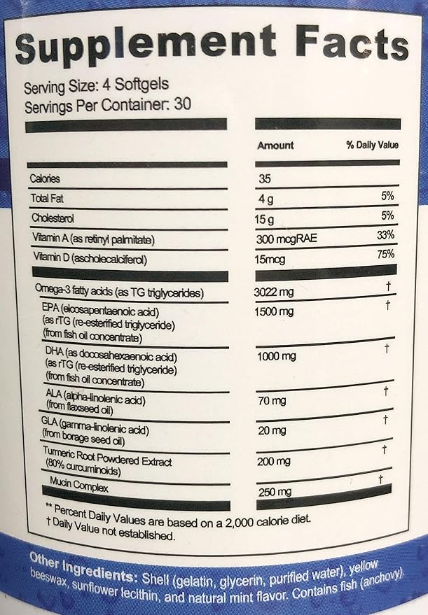 MedOp Pro 120 Softgels 1 Bottle - Formulated Eye Support with Omega-3 EPA DHA Vitamin A and Mucin Complex
