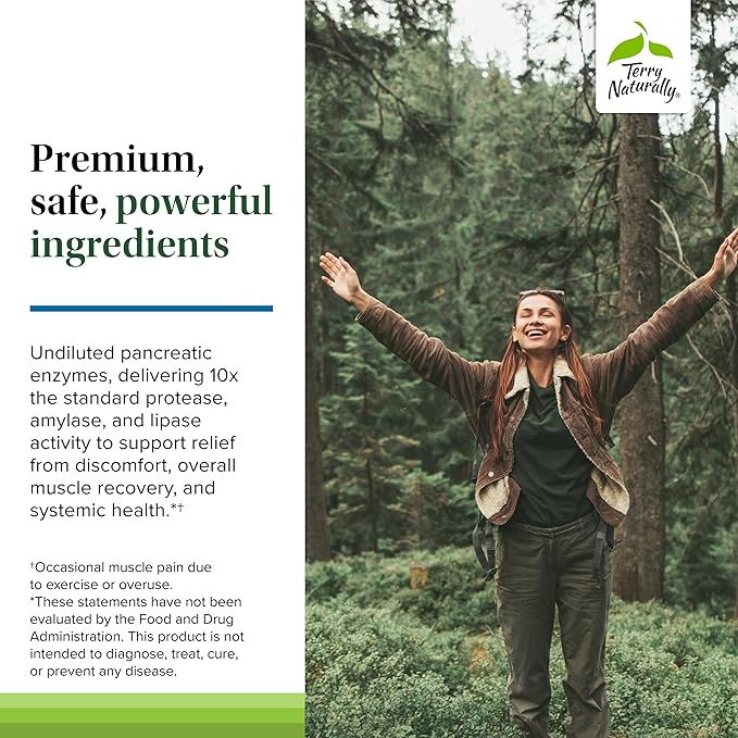 Terry Naturally Clinical Digestive Enzymes - Digestion Supplement for Nutrient Absorption - Includes Undiluted Pancreatic Enzymes - Gluten-Free Dairy-Free &amp Non-Soy - 90 Tablets (45 Servings)