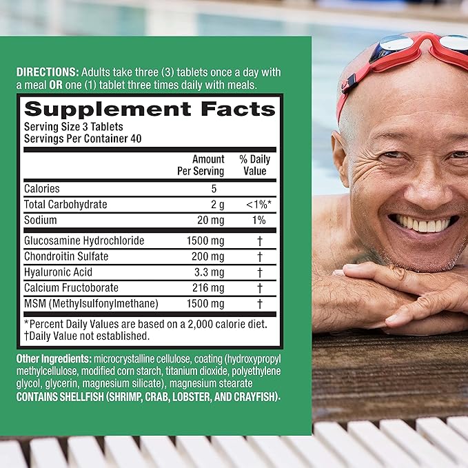 Move Free Advanced Glucosamine Chondroitin MSM Joint Support Supplement Supports Mobility Comfort Strength Flexibility &amp Bone - 120 Count (Pack of 3)