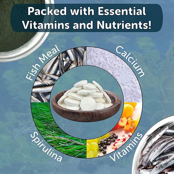 Aquatic Foods Inc. Calcium Feeding Shells Small &amp Medium for Shrimp Snails Crabs Crayfish Plecos Catfish All Tropical Fish 4-Type Wafer &amp 12-Type Pellet Mix Included 150 Count Canister